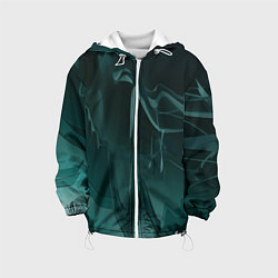 Куртка с капюшоном детская Волнообразные тёмно-зелёные линии, цвет: 3D-белый