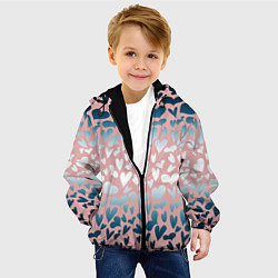 Куртка с капюшоном детская Сердца розовые перламутровые паттерн, цвет: 3D-черный — фото 2