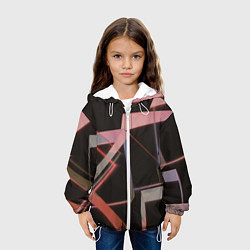Куртка с капюшоном детская Абстрактные розовые стеклянные блоки, цвет: 3D-белый — фото 2