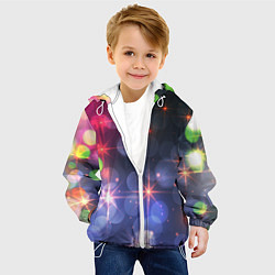 Куртка с капюшоном детская Поп арт неоновые звезды космического неба, цвет: 3D-белый — фото 2