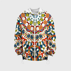 Куртка с капюшоном детская Разноцветный этнический орнамент, цвет: 3D-белый
