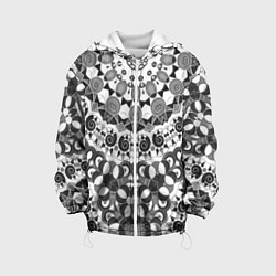 Куртка с капюшоном детская Черно-белый этнический узор, цвет: 3D-белый