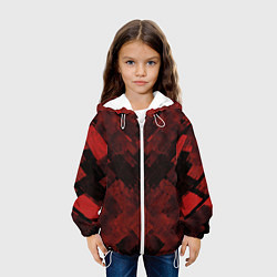 Куртка с капюшоном детская Полосы красные и чёрные, цвет: 3D-белый — фото 2