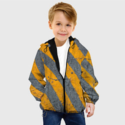 Куртка с капюшоном детская Желтые полосы на бетоне, цвет: 3D-черный — фото 2