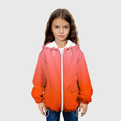 Куртка с капюшоном детская Оранжево-розовый градиент, цвет: 3D-белый — фото 2