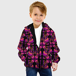 Куртка с капюшоном детская Инопланетные цветы, цвет: 3D-черный — фото 2