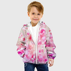 Куртка с капюшоном детская Розовое множество красок и пузырей, цвет: 3D-белый — фото 2