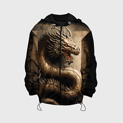 Куртка с капюшоном детская Китайский дракон с открытой пастью, цвет: 3D-черный