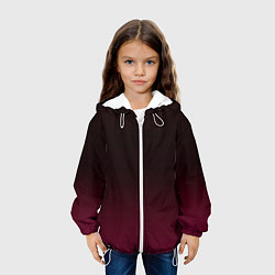 Куртка с капюшоном детская Темно-малиновый градиент, цвет: 3D-белый — фото 2