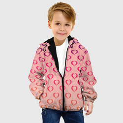 Куртка с капюшоном детская Сердечный принт на день влюблённых, цвет: 3D-черный — фото 2
