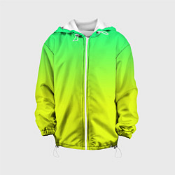 Куртка с капюшоном детская Зелено-желтый градиент, цвет: 3D-белый