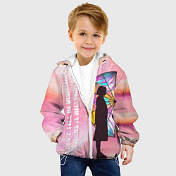 Куртка с капюшоном детская Энид Синклер - сериал Уэнсдей - яркая сторона окна, цвет: 3D-белый — фото 2