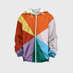 Куртка с капюшоном детская Разноцветные пересекающиеся треугольники, цвет: 3D-белый