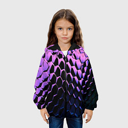 Куртка с капюшоном детская Шестиугольники волны, цвет: 3D-черный — фото 2