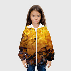 Куртка с капюшоном детская Абстрактное жидкое золото, цвет: 3D-белый — фото 2