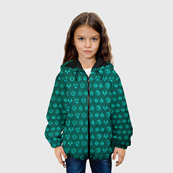 Куртка с капюшоном детская Паттерн элементали под анемо, цвет: 3D-черный — фото 2
