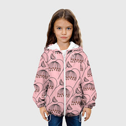 Куртка с капюшоном детская Цветы в стиле бохо на пудрово-розовом фоне, цвет: 3D-белый — фото 2
