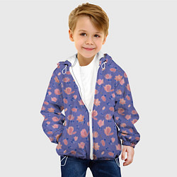 Куртка с капюшоном детская Цветы магнолии на нежно-лиловом, цвет: 3D-белый — фото 2