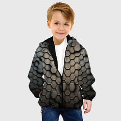 Куртка с капюшоном детская Сталь и соты, цвет: 3D-черный — фото 2