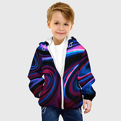Куртка с капюшоном детская Разводы красок и бензина неоновый, цвет: 3D-белый — фото 2