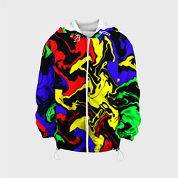 Куртка с капюшоном детская Разводы цветных красок, цвет: 3D-белый