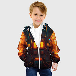 Куртка с капюшоном детская Паттерн в стиле киберпанк, цвет: 3D-белый — фото 2
