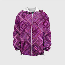 Куртка с капюшоном детская Фиолетовые диагонали, цвет: 3D-белый