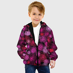 Куртка с капюшоном детская Неоновые розы на черном фоне, цвет: 3D-черный — фото 2