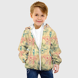Куртка с капюшоном детская Птицы и цветы, цвет: 3D-белый — фото 2
