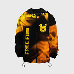 Куртка с капюшоном детская Free Fire - gold gradient: надпись, символ, цвет: 3D-черный