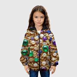 Куртка с капюшоном детская Россыпь драгоценностей, цвет: 3D-черный — фото 2