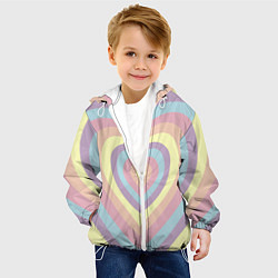 Куртка с капюшоном детская Сердца пастельные оттенки, цвет: 3D-белый — фото 2