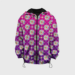 Куртка с капюшоном детская Абстрактные разноцветные узоры на пурпурно-фиолето, цвет: 3D-черный