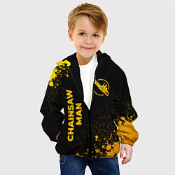 Куртка с капюшоном детская Chainsaw Man - gold gradient: надпись, символ, цвет: 3D-черный — фото 2