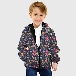 Куртка с капюшоном детская Цветочная феерия, цвет: 3D-черный — фото 2