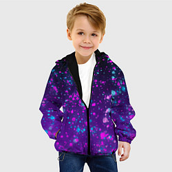 Куртка с капюшоном детская Брызги чернил с неоновым свечением, цвет: 3D-черный — фото 2