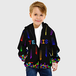 Куртка с капюшоном детская Falling blocks tetris, цвет: 3D-черный — фото 2