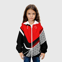 Куртка с капюшоном детская Геометрическая униформа - красная, цвет: 3D-белый — фото 2