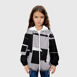 Куртка с капюшоном детская Белые и чёрные кубы в геометрии, цвет: 3D-белый — фото 2