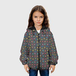 Куртка с капюшоном детская Блоки Тетрис на сером фоне, цвет: 3D-черный — фото 2
