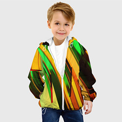 Куртка с капюшоном детская Зелёные и оранжевые пластины, цвет: 3D-белый — фото 2