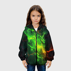 Куртка с капюшоном детская Зеленое свечение молния, цвет: 3D-черный — фото 2