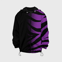 Куртка с капюшоном детская Фиолетовый с черными полосками зебры, цвет: 3D-черный