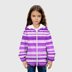 Куртка с капюшоном детская Фиолетовые полосы, цвет: 3D-белый — фото 2
