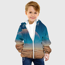 Куртка с капюшоном детская Пустыня и очертания планеты, цвет: 3D-белый — фото 2