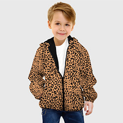 Куртка с капюшоном детская Оранжевое леопардовое поле, цвет: 3D-черный — фото 2
