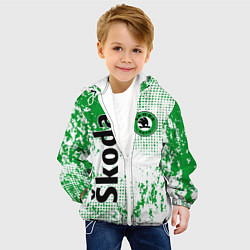 Куртка с капюшоном детская Skoda auto logo, цвет: 3D-белый — фото 2