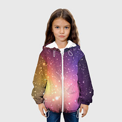 Куртка с капюшоном детская Желто фиолетовое свечение и звезды, цвет: 3D-белый — фото 2