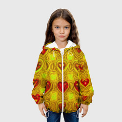 Куртка с капюшоном детская Узор рубиновые сердца, цвет: 3D-белый — фото 2