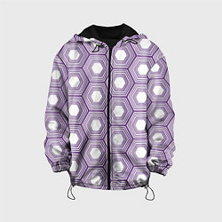 Куртка с капюшоном детская Шестиугольники фиолетовые, цвет: 3D-черный